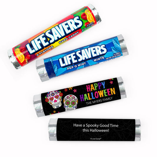 Personalized Halloween Festive Sugar Skull Lifesavers Rolls (20 Rolls)