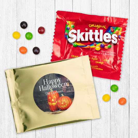 Personalized Halloween Pumpkin Greetings Skittles