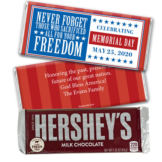 Personalized Patriotic Themed Hershey's Milk Chocolate Bar Never Forget