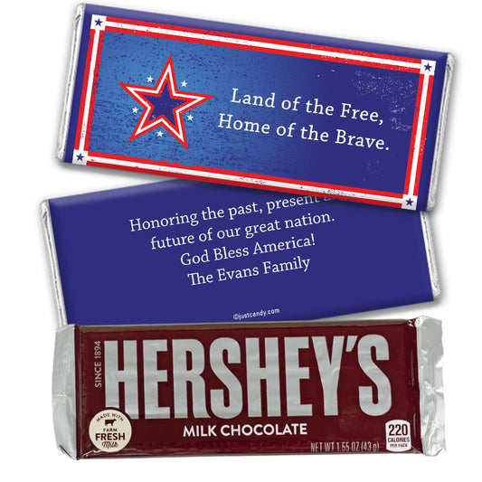 Personalized Patriotic Themed Hershey's Milk Chocolate Bar Patriotic Star