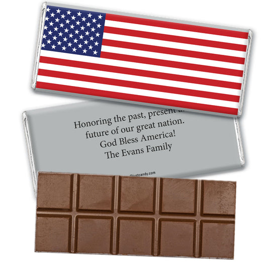 Personalized Patriotic Themed Belgian Chocolate Bar Patriotic American Flag