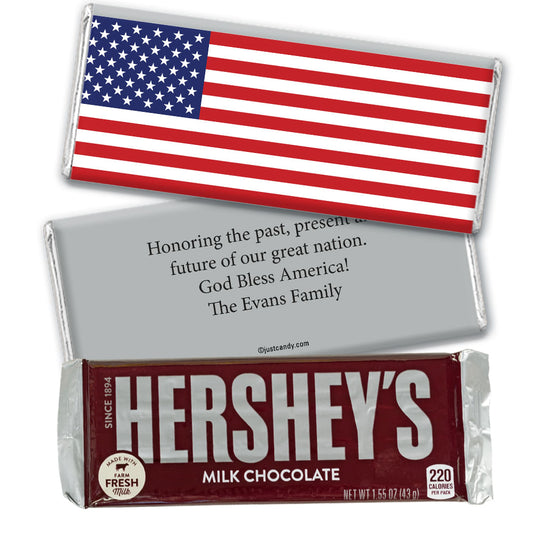 Personalized Patriotic Themed Hershey's Milk Chocolate Bar Patriotic American Flag