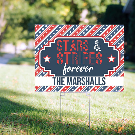 Personalized Patriotic Yard Sign - Stars and Stripes Forever