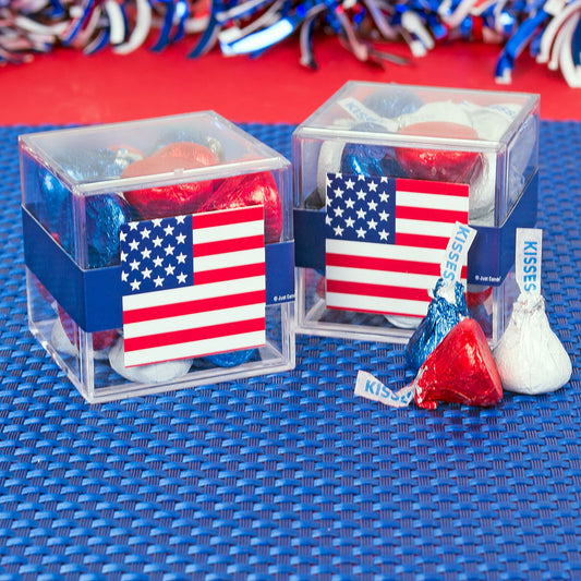 4th of July JUST CANDY� favor cube with Hershey's Kisses