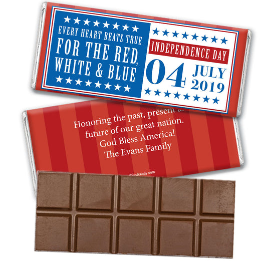 Personalized Patriotic Freedom Belgian Chocolate Bar & Wrapper