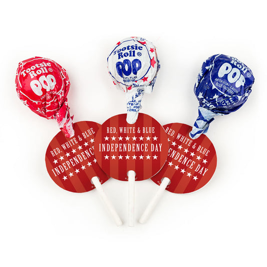 Independence Day Freedom Tootsie Flag Pops with Gift Tag (100 pops)