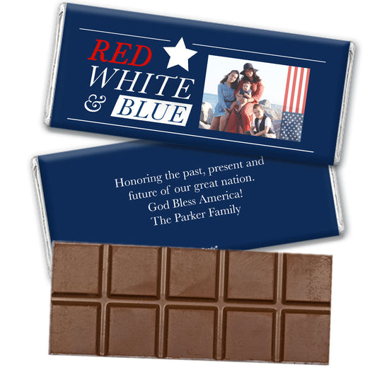 Personalized 4th of July All-American Photo Belgian Chocolate Bar & Wrapper