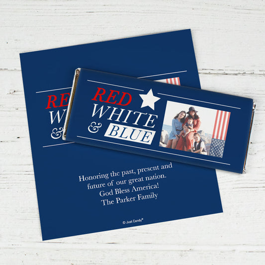 Personalized 4th of July All-American Photo Chocolate Bar Wrappers