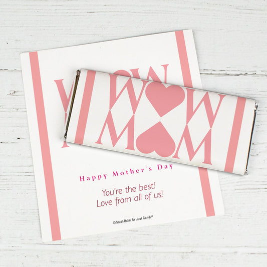 Personalized Mother's Day Heart Chocolate Bar Wrappers Only