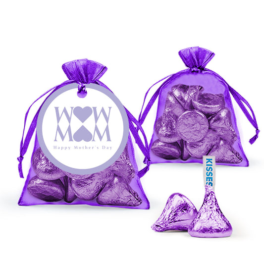 Mother's Day Heart Hershey's Kisses in Organza Bags with Gift Tag