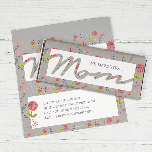 Personalized Mother's Day Motherly Wildflowers Chocolate Bar Wrappers