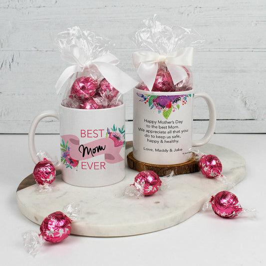 Personalized Best Mom Ever 11oz Mug with Lindor Truffles - We love you