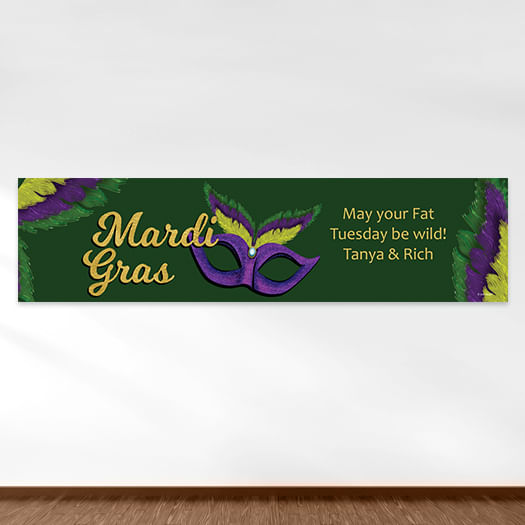 Personalized Mardi Gras Masquerade 5 Ft. Banner