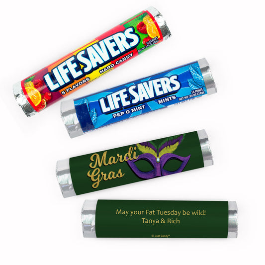 Personalized Mardi Gras Masquerade Lifesavers Rolls (20 Rolls)