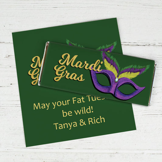 Personalized Mardi Gras Masquerade Chocolate Bar Wrappers Only