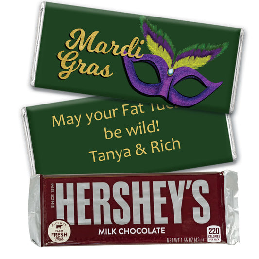 Personalized Mardi Gras Masquerade Hershey's Milk Chocolate Bar & Wrapper