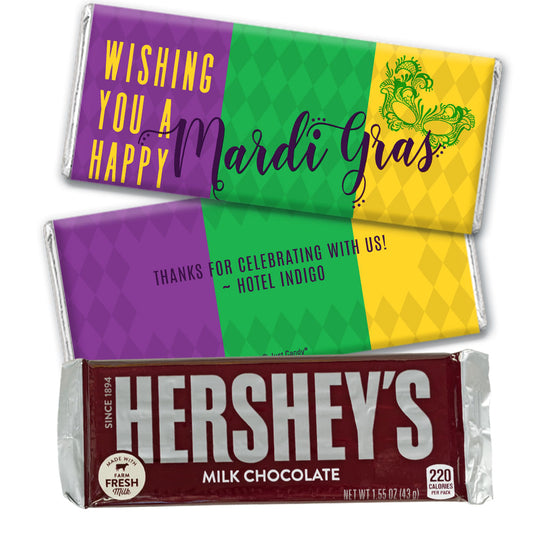 Personalized Happy Mardi Gras Hershey's Milk Chocolate Bar