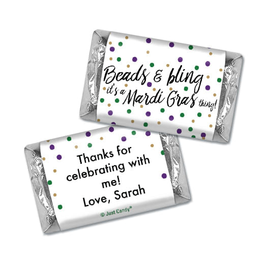 Personalized Mardi Gras Beads & Bling Hershey's Miniatures