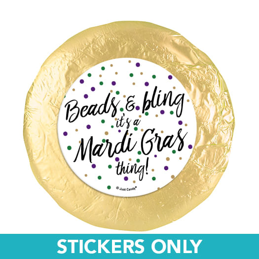 Mardi Gras Beads & Bling 1.25" Stickers (48 Stickers)