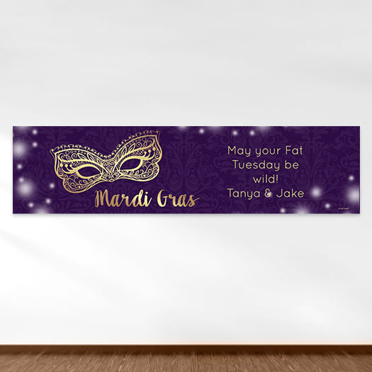 Personalized Mardi Gras Golden Elegance 5 Ft. Banner