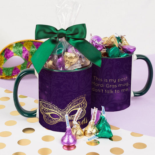 Personalized Mardi Gras Golden Elegance 11oz Mug 1/2lb KISSES