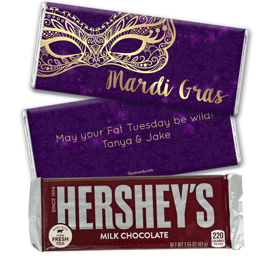 Personalized Mardi Gras Golden Elegance Hershey's Milk Chocolate Bar & Wrapper