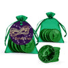 Mardi Gras Golden Elegance Chocolate Coins in XS Organza Bags with Gift Tag