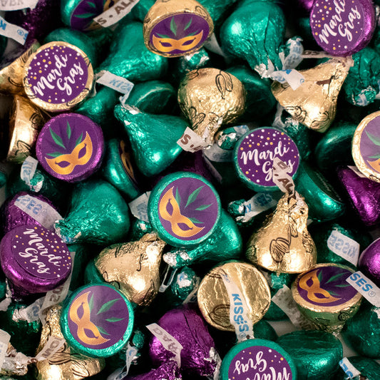 Assembled Mardi Gras Hershey's Kisses Candy 90ct - 14.4oz