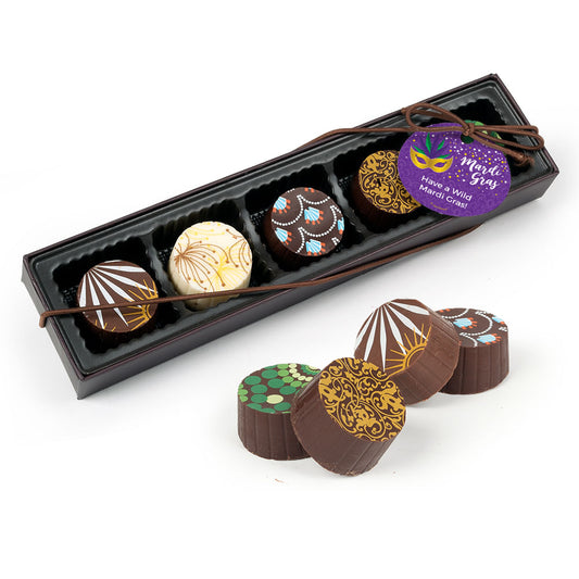 Personalized Mardi Gras Big Easy Gourmet Belgian Chocolate Truffle Gift Box (5 Truffles)