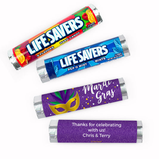 Personalized Mardi Gras Football Field Lifesavers Rolls (20 Rolls)