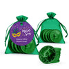 Personalized Mardi Gras Big Easy Chocolate Coins in XS Organza Bags with Gift Tag