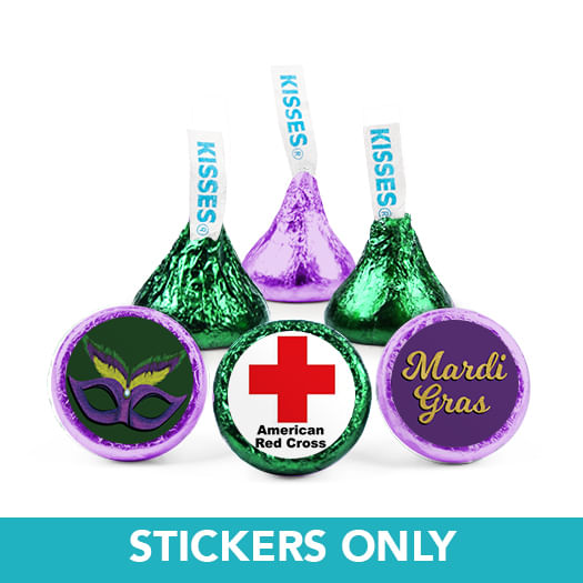 Personalized Mardi Gras Add Your Logo 3/4" Stickers (108 Stickers)