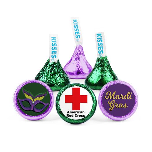 Personalized Mardi Gras Add Your Logo Hershey's Kisses