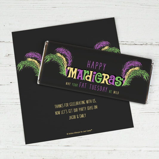 Personalized Mardi Gras Party Gras Hershey's Chocolate Bar Wrappers