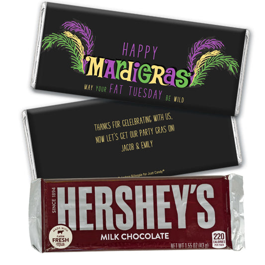 Personalized Mardi Gras Party Gras Hershey's Hershey's Milk Chocolate Bar & Wrapper