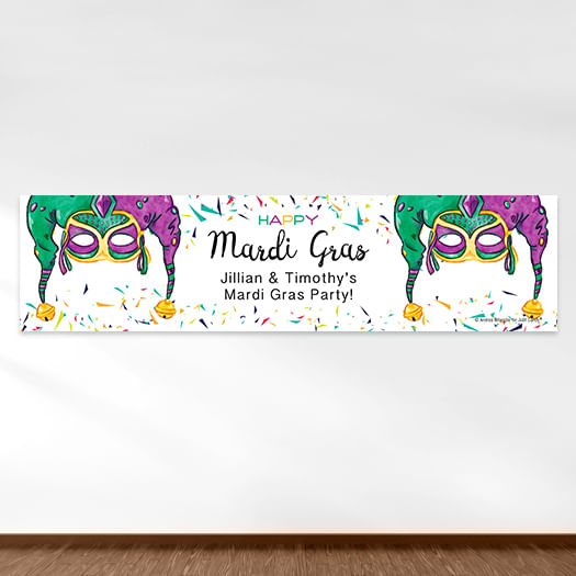 Personalized Mardi Gras Jammin' Jester 5 Ft. Banner