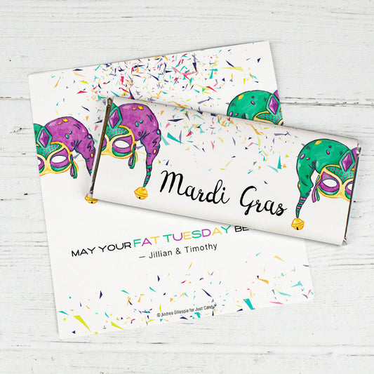 Personalized Mardi Gras Jammin' Jester Hats Hershey's Chocolate Bar Wrappers