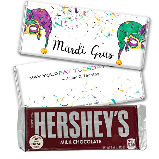 Personalized Mardi Gras Jammin' Jester Hats Hershey's Hershey's Milk Chocolate Bar & Wrapper