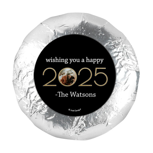 Personalized New Year's Eve Glitter Photo 1.25" Stickers (48 Stickers)