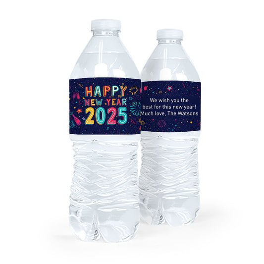 Personalized New Year's Eve Festivities Water Bottle Sticker Labels (5 Labels)