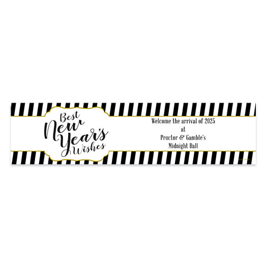 Personalized New Year's Eve Stripes 5 Ft. Banner