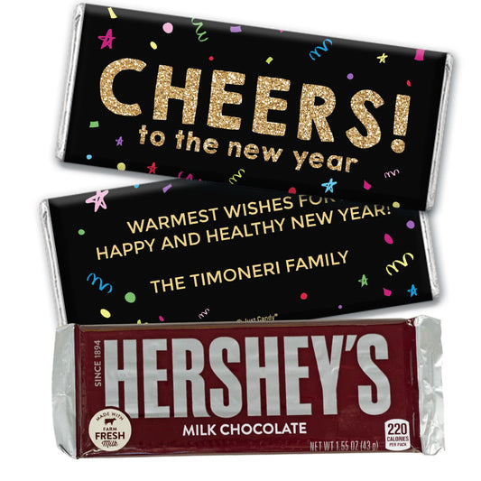 Personalized New Year Cheers Hershey's Milk Chocolate Bar & Wrapper