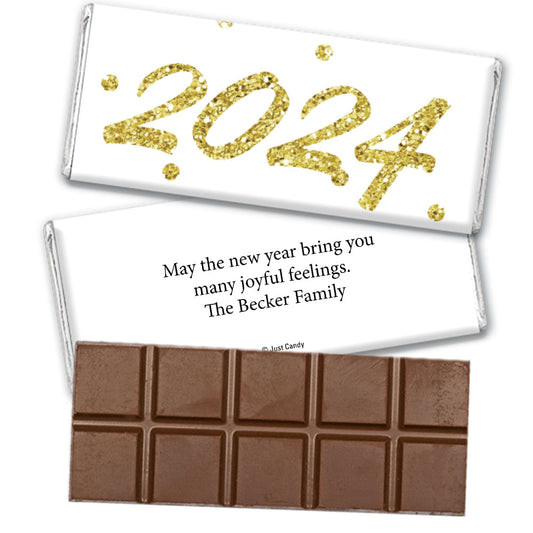 Personalized New Years Dots Belgian Chocolate Bar & Wrapper