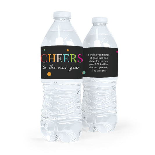 Personalized New Year's Eve Cheers Water Bottle Sticker Labels (5 Labels)