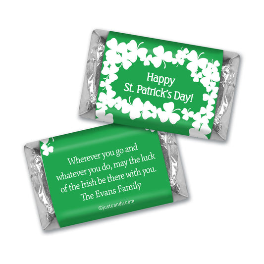 St. Patrick's Day Personalized Hershey's Miniatures White Clovers on Green