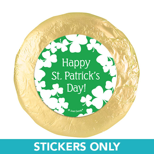 St. Patrick's Day White Clovers 1.25" Stickers (48 Stickers)