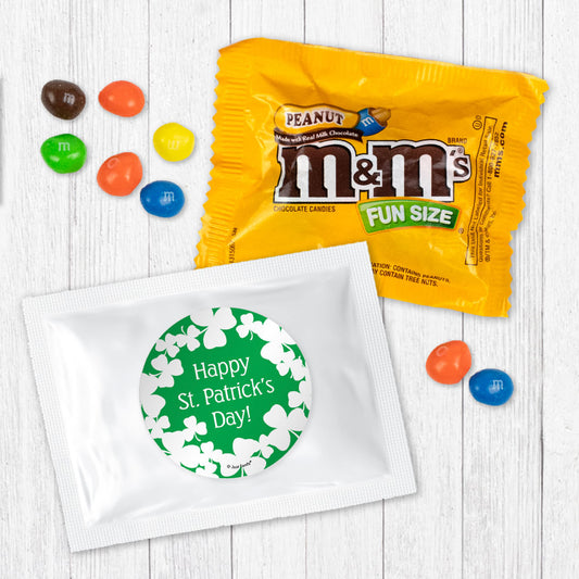 Happy St Patricks Day Peanut M&Ms - White Clovers