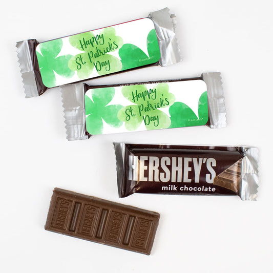 Happy St Patricks Day Hershey's Snack Size Milk Chocolate Bars - Clovers - Pack of 44