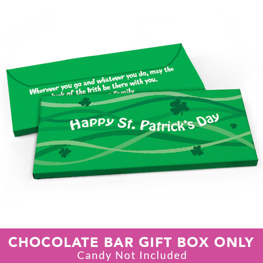 Deluxe Personalized St. Patrick's Day Clover Streams Candy Bar Favor Box