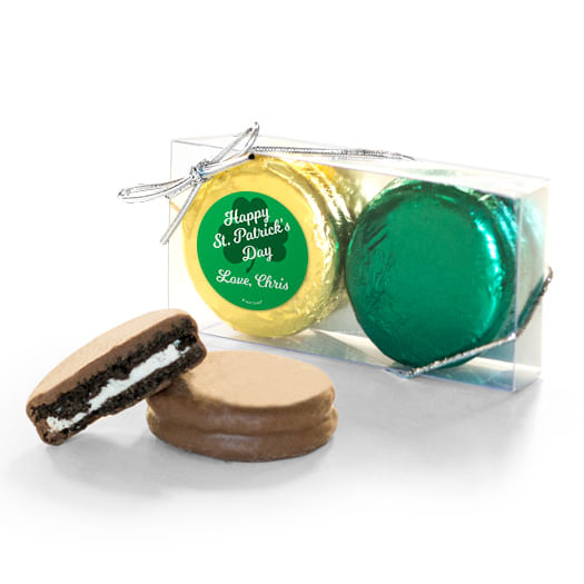 Personalized St. Patricks Day Clovers 2Pk Chocolate Covered Oreo Cookies